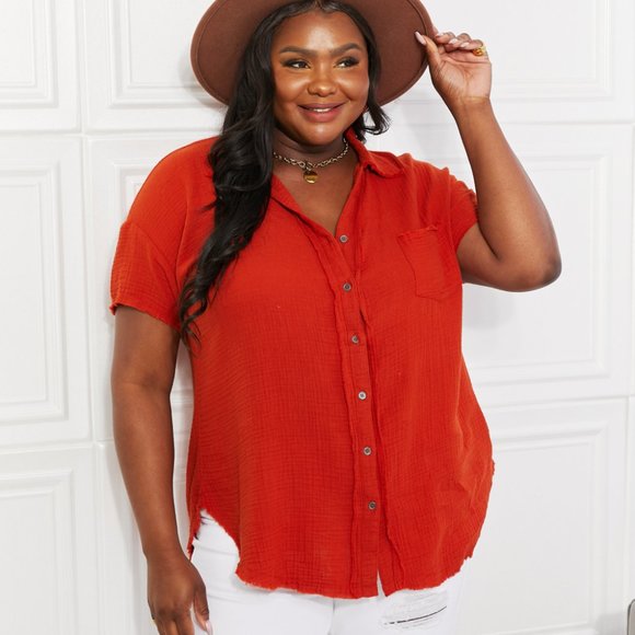 Zenana Outfitters Tops Zenana Full Size Summer Breeze Gauze Short